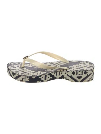 Pre-owned Tory Burch Rubber Printed Flip Flops In Multi