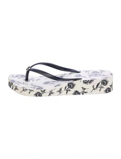 Pre-owned Tory Burch Rubber Printed Flip Flops In Multi