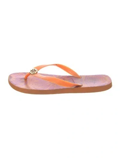 Pre-owned Tory Burch Rubber Printed Flip Flops In Pink