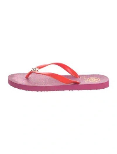 Pre-owned Tory Burch Rubber Printed Flip Flops In Pink