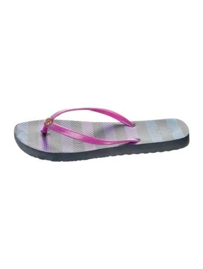 Pre-owned Tory Burch Rubber Printed Flip Flops In Purple