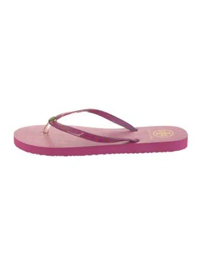 Pre-owned Tory Burch Rubber Printed Flip Flops W/ Tags In Pink