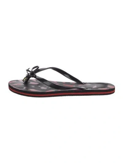 Pre-owned Tory Burch Rubber Printed Slides In Black