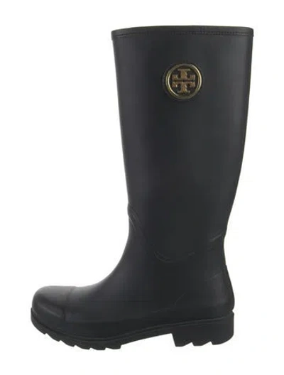 Pre-owned Tory Burch Rubber Rain Boots In Black