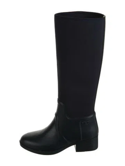 Pre-owned Tory Burch Rubber Rain Boots In Black