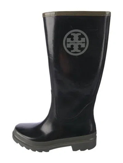 Pre-owned Tory Burch Rubber Rain Boots In Black