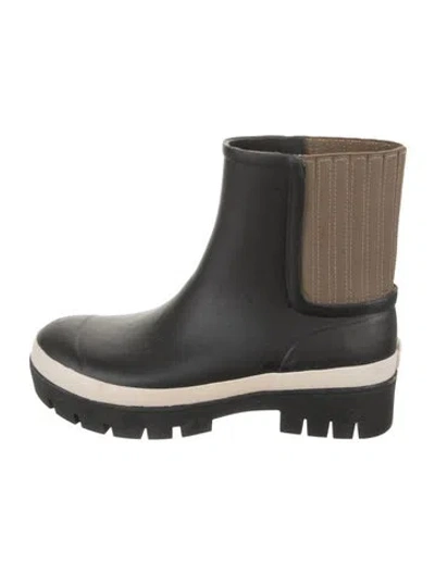 Pre-owned Tory Burch Rubber Rain Boots In Black