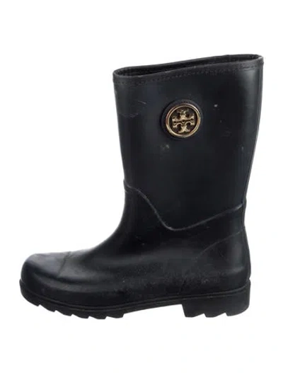 Pre-owned Tory Burch Rubber Rain Boots In Blue