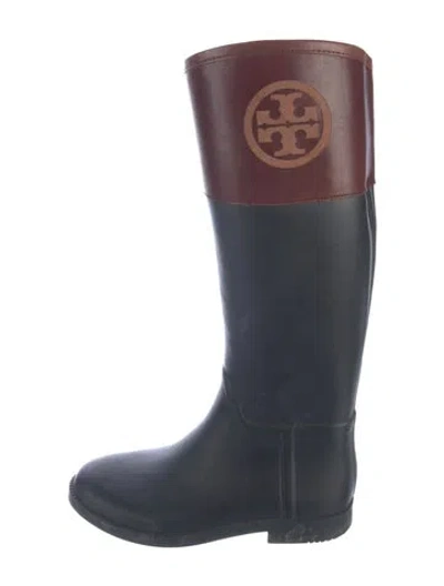 Pre-owned Tory Burch Rubber Rain Boots In Blue