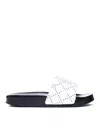 Tory Burch Double T Pool Slides In Blanco
