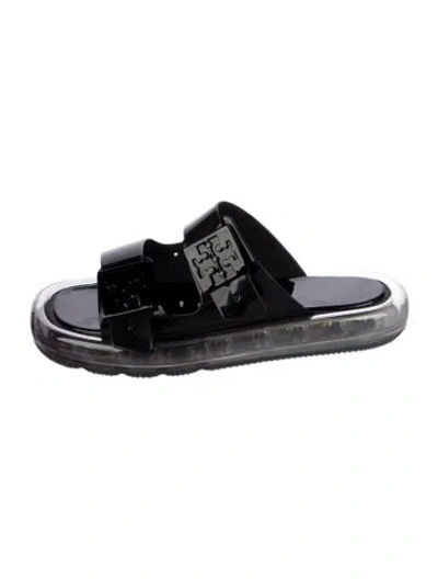 Pre-owned Tory Burch Rubber Slides In Black
