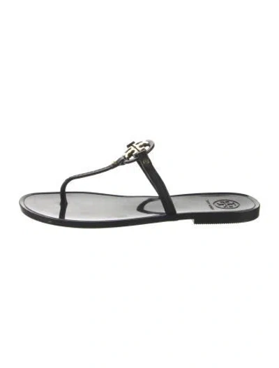 Pre-owned Tory Burch Rubber Slides In Black