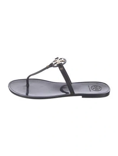 Pre-owned Tory Burch Rubber Slides In Black