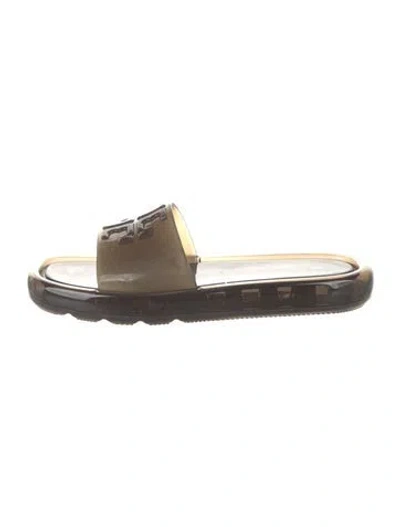 Pre-owned Tory Burch Rubber Slides In Black