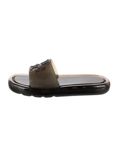 Pre-owned Tory Burch Rubber Slides In Black