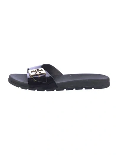 Pre-owned Tory Burch Rubber Slides In Blue