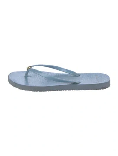 Pre-owned Tory Burch Rubber Slides In Blue