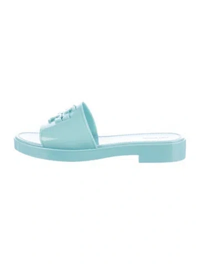 Pre-owned Tory Burch Rubber Slides In Blue