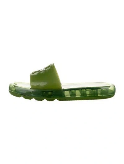 Pre-owned Tory Burch Rubber Slides In Green