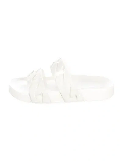 Pre-owned Tory Burch Rubber Slides In Neutral