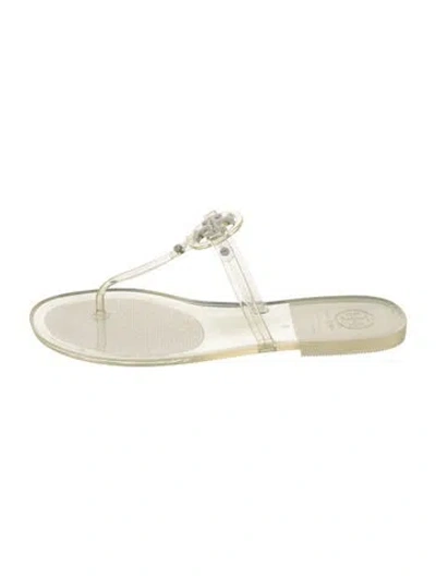Pre-owned Tory Burch Rubber Slides In Neutral