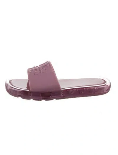 Pre-owned Tory Burch Rubber Slides In Purple