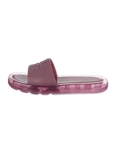 Pre-owned Tory Burch Rubber Slides In Purple