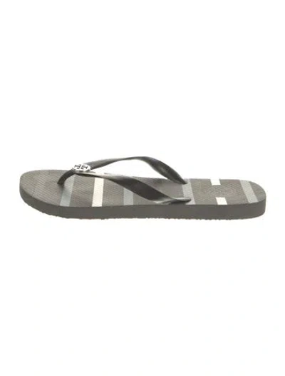 Pre-owned Tory Burch Rubber Striped Flip Flops In Gray