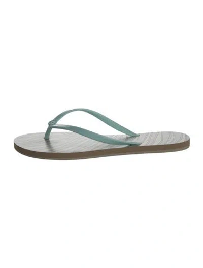 Pre-owned Tory Burch Rubber Striped Flip Flops In Neutrals