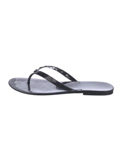 Pre-owned Tory Burch Rubber Studded Accents Flip Flops In Black