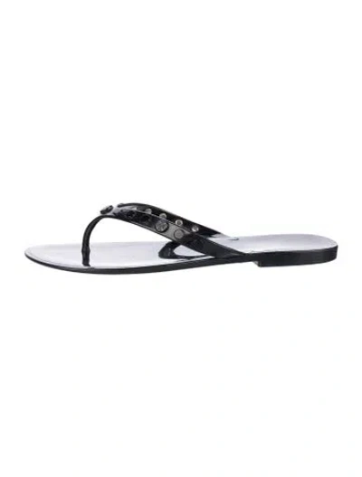 Pre-owned Tory Burch Rubber Studded Accents Flip Flops In Black