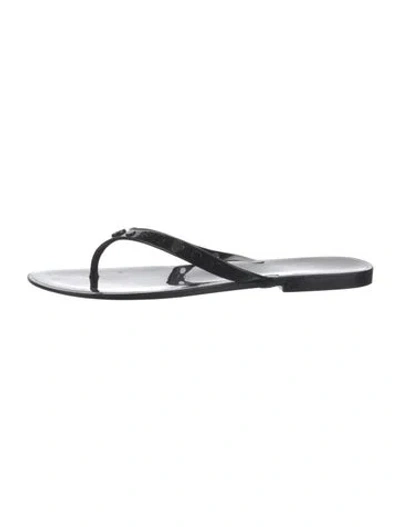 Pre-owned Tory Burch Rubber Studded Accents Flip Flops In Black