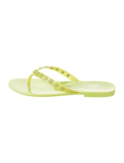 Pre-owned Tory Burch Rubber Studded Accents Flip Flops In Green