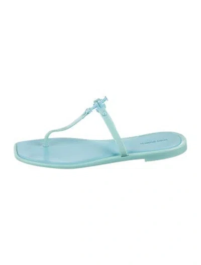 Pre-owned Tory Burch Rubber T-strap Sandals In Blue