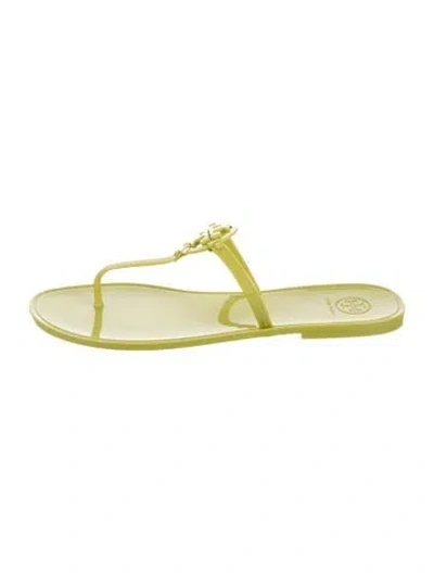 Pre-owned Tory Burch Rubber T-strap Sandals In Green