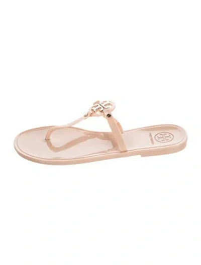 Pre-owned Tory Burch Rubber T-strap Sandals In Neutral