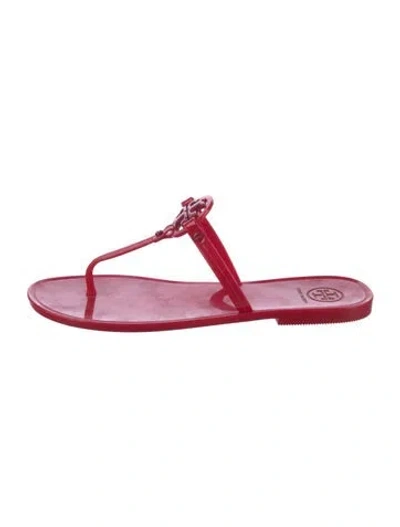 Pre-owned Tory Burch Rubber T-strap Sandals In Pink