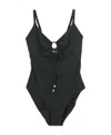 Tory Burch Ruched Cut-out Swimsuit In Black