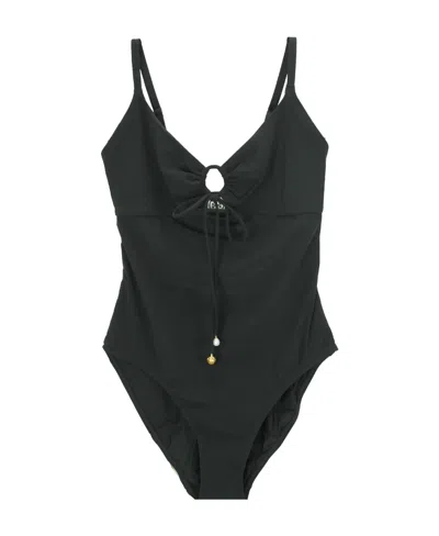 Tory Burch Ruched Cut-out Swimsuit In Black