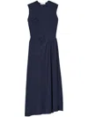 Tory Burch Ruched-detail Midi Dress In Blue