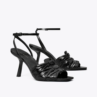 Tory Burch Ruched Heeled Sandal In Black