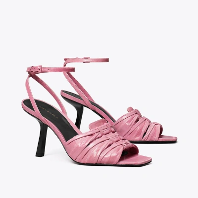 Tory Burch Ruched Heeled Sandal In Pink Bubblegum