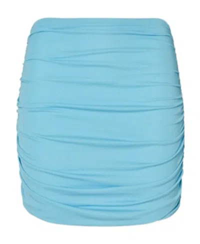 Tory Burch Ruched High-waist Skirt In Blue