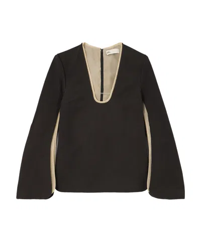 Tory Burch Ruched Jersey Knit Blouse In Black