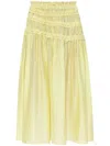 Tory Burch Ruched Midi Skirt In Yellow