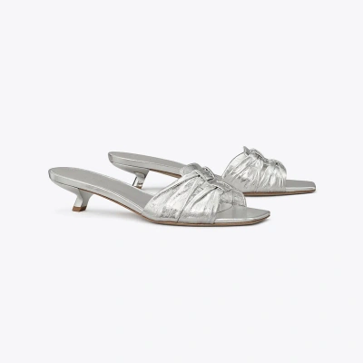 Tory Burch Ruched Sandal In Silver