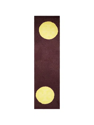 Tory Burch Ruched Silk Oblong Scarf In Burgundy