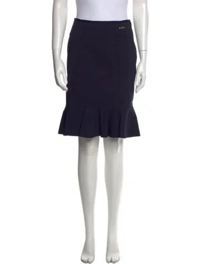 Pre-owned Tory Burch Ruffle Embellishment Knee-length Skirt In Blue
