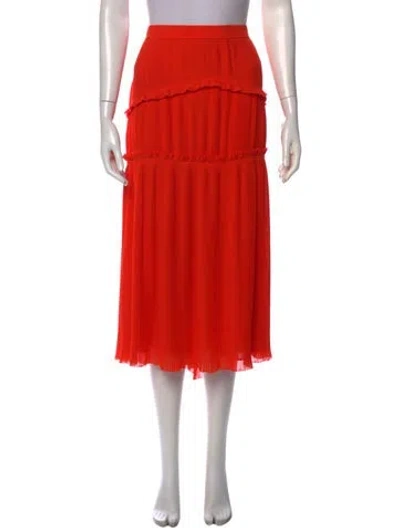 Pre-owned Tory Burch Ruffle Embellishment Midi Length Skirt W/ Tags In Orange