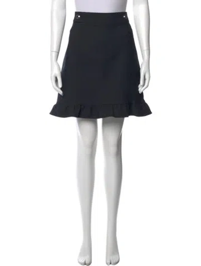 Pre-owned Tory Burch Ruffle Embellishment Mini Skirt In Black